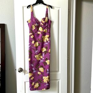 New Zara Purple Lavender Yellow Flowers Floral Corset Fitted Dress M